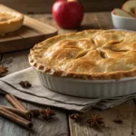 Freshly baked apple pie with a flaky crust