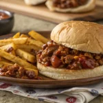 Sloppy Joes with 3 ingredients served on buns with fries
