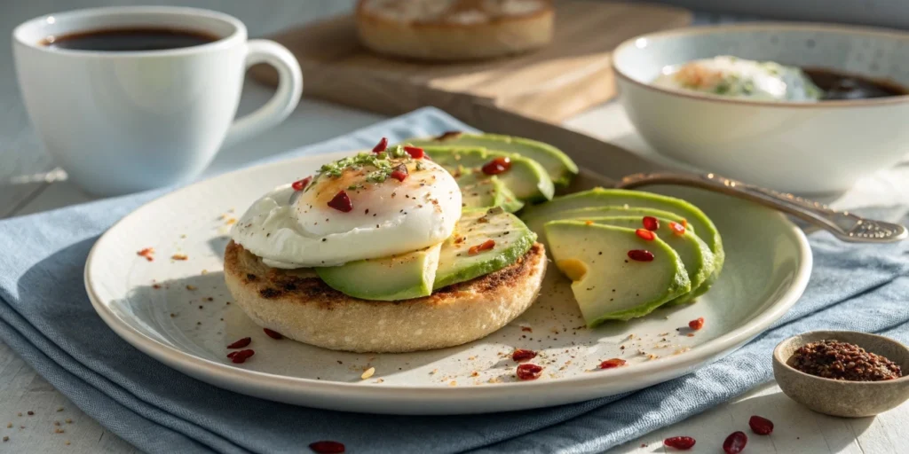 Breakfast with Gluten-Free English Muffin and Avocado