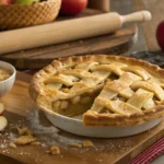 "Freshly baked Pillsbury apple pie on a rustic table