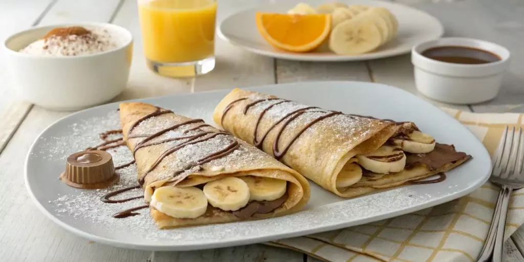 Sweet and savory French crepes served on a breakfast platter