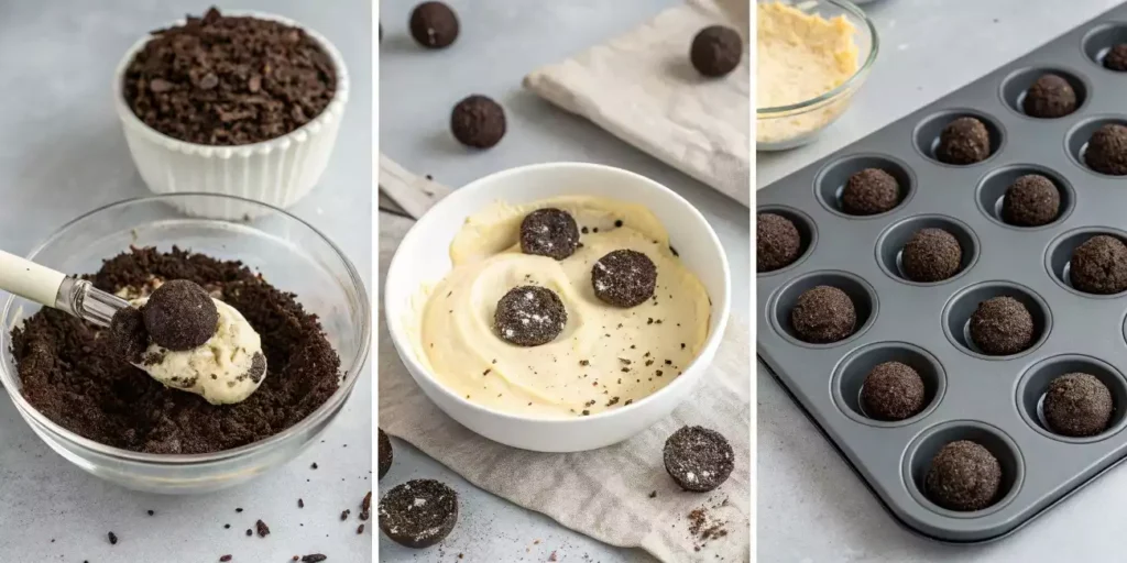 Step-by-step process of making Oreo cake pops