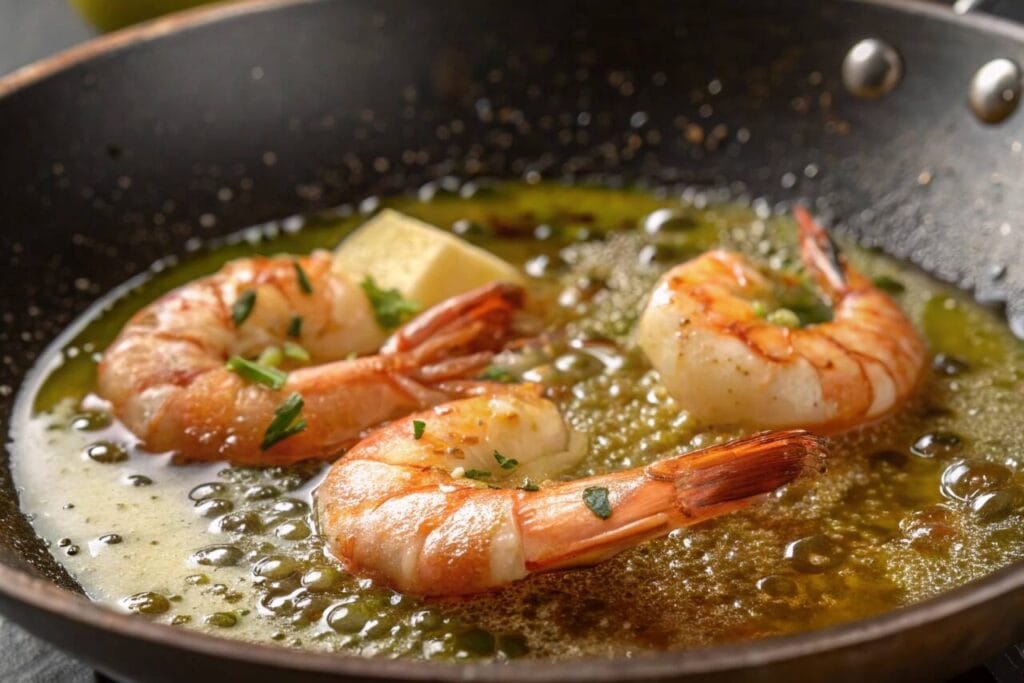 shrimp, olive oil, butter spaghetti light