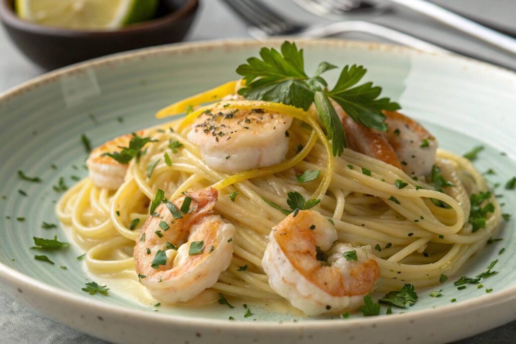 Plate the pasta, sprinkle chopped parsley, and a touch of lemon zest if desired. Serve immediately.