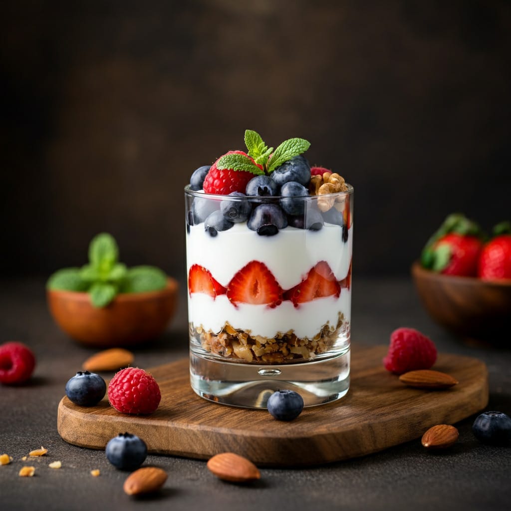 Greek Yogurt Parfait with Nuts and Berries
