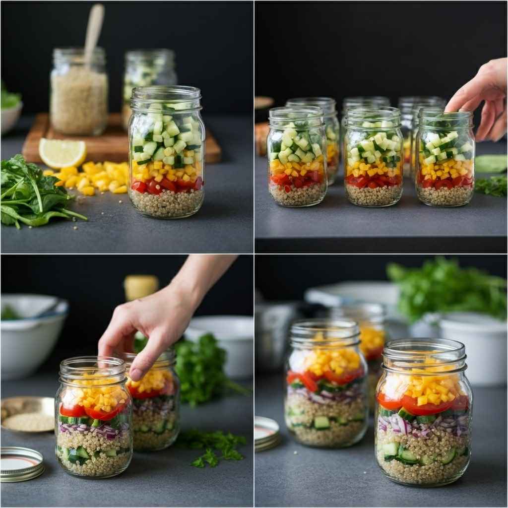 How to Make Meal Prep Quinoa Salad Jars