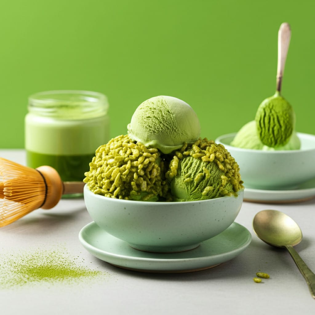 Matcha Rice Krispie Ice Cream