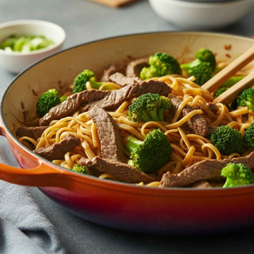 One Pot Beef and Broccoli Stir Fry Noodles