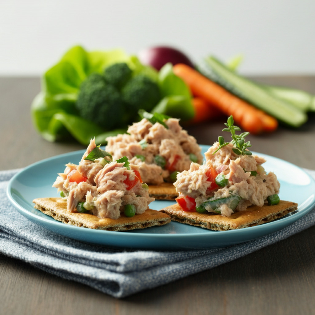 Tuna Salad on Whole-Grain Crackers