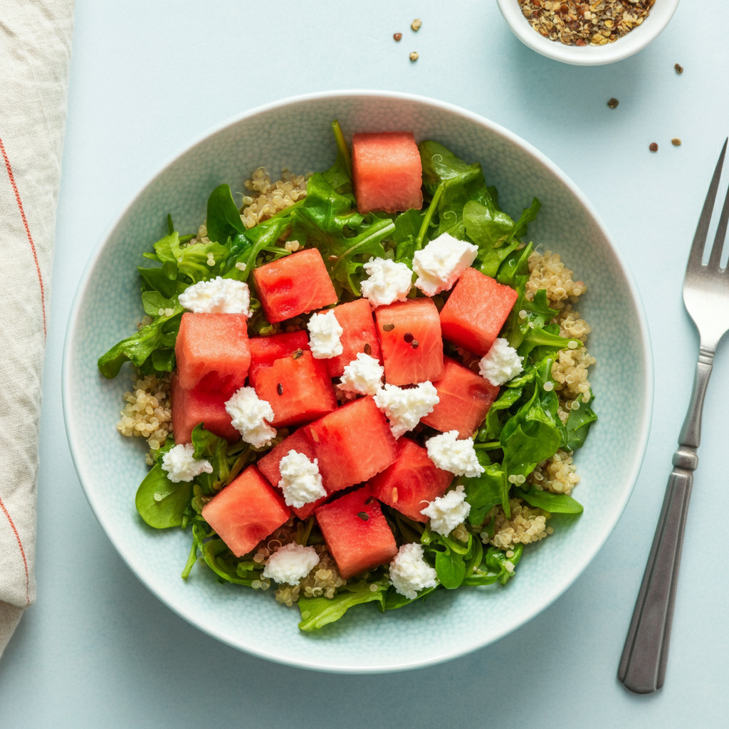 Watermelon and Feta Quinoa Bowl