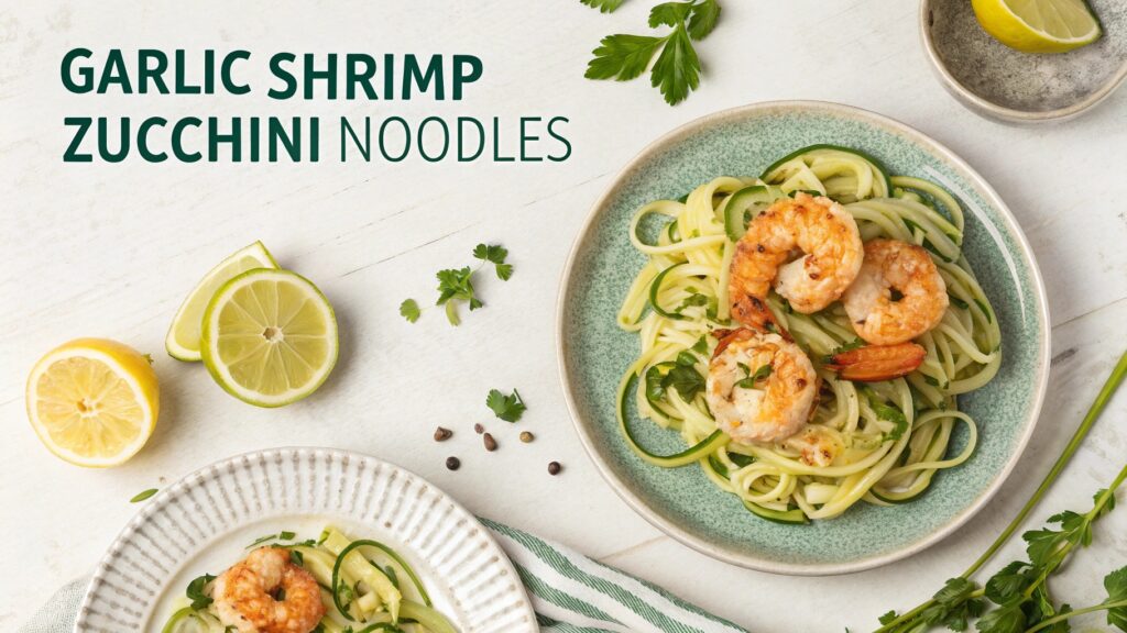 GARLIC SHRIMP ZUCCHINI NOODLES QUICK RECIPE HEALTH AND FAST