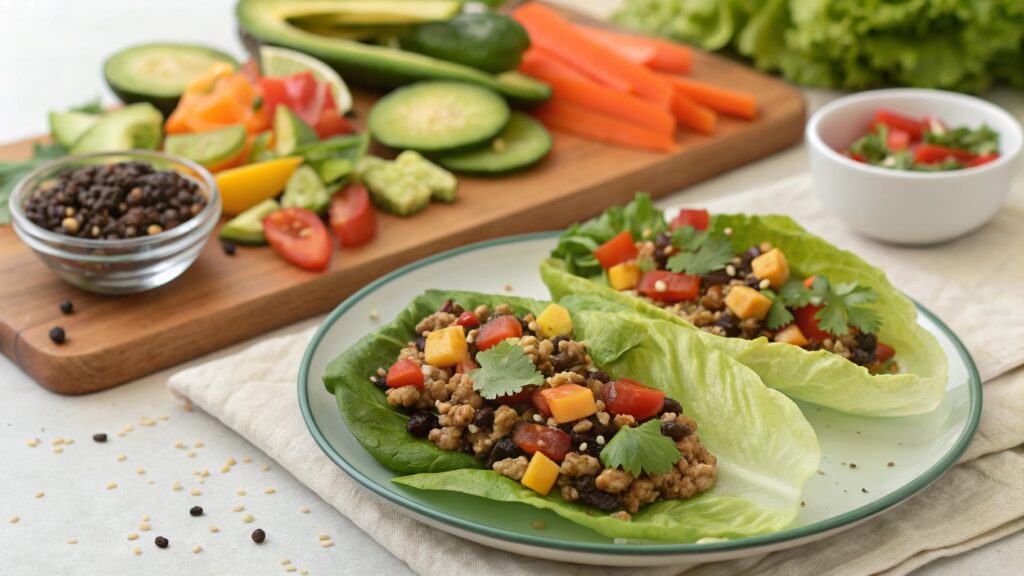TURKEY & BLACK BEAN LETTUCE WRAPS FAST QUICLY DINNER HEALTY FAMILY
