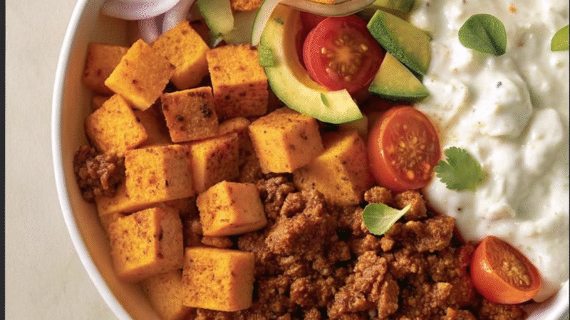 Hot Honey Cottage Cheese Sweet Potato Beef Bowl: The Viral Bowl That Has Everything