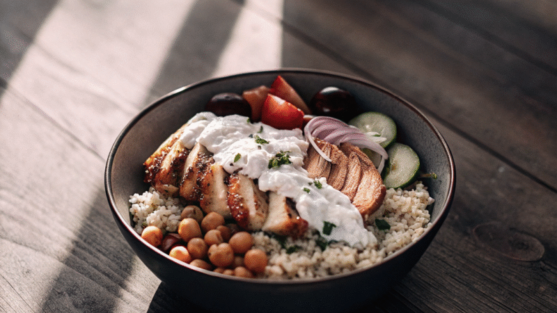 High Protein Mediterranean Chicken Quinoa Bowl Recipe – Healthy Lunch Idea 2025
