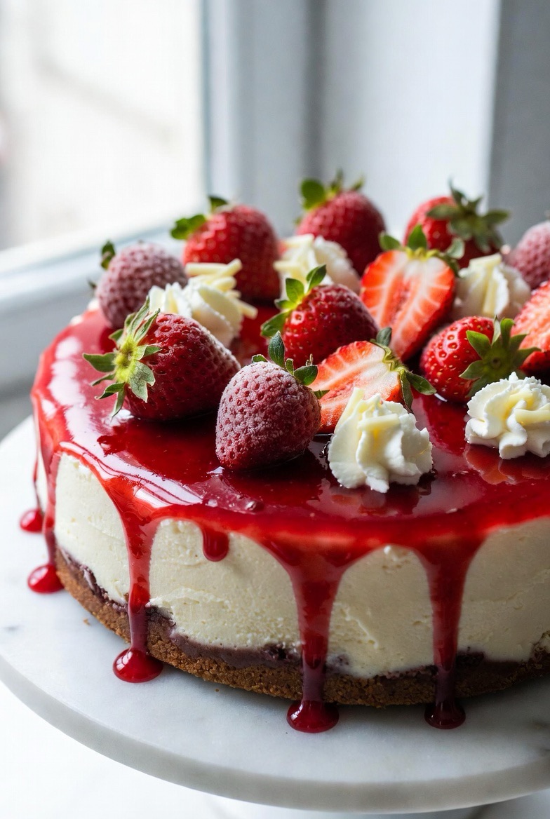 Strawberry Red Velvet Cheesecake | Layered Perfection