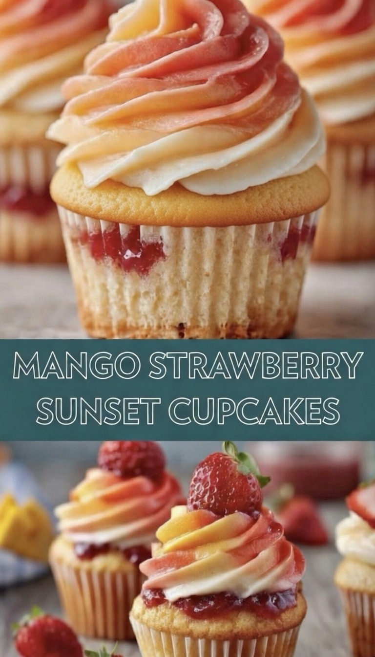 Mango Strawberry Sunset Cupcakes: A Tropical Dessert Masterpiece (Easy Recipe!)
